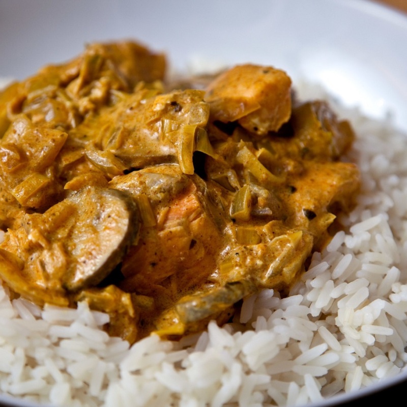Korma vegan, ragoût au curry et au lait de coco
